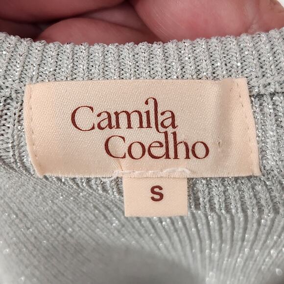 Camila Coelho Silver Kamari Cut Out Metallic Long Sleeve Top Revolve Women S - Picture 2 of 7